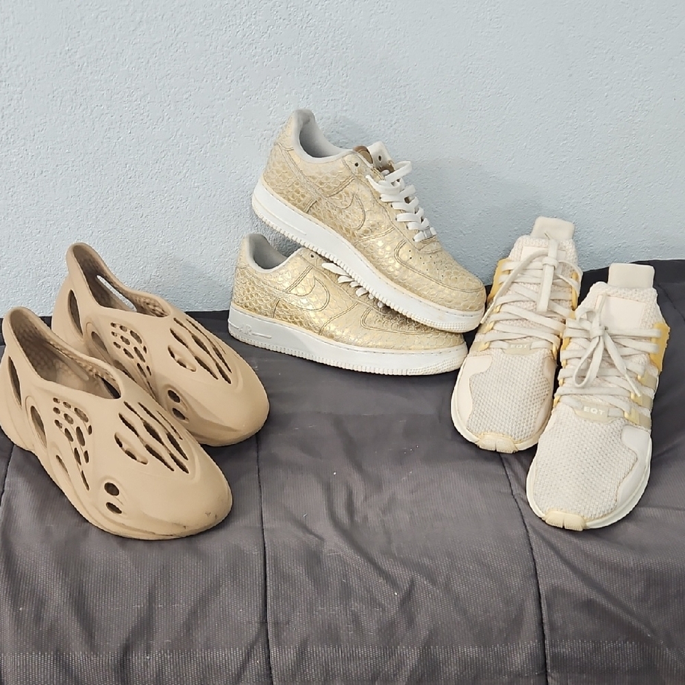 Nike Gold and White Athletic Sneakers